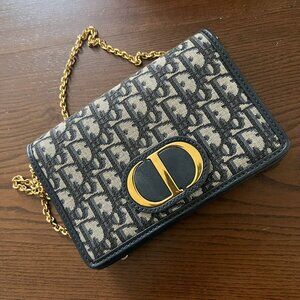 Chrisitan Dior 2-in-1 30 Montaigne Pouch Blue Dior Oblique Jacquard